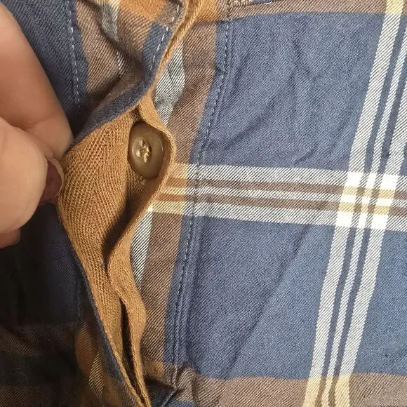 L.L. Bean Signature Women's L Grayish Blue Plaid 1/4 Button Pullover Drawstring - Picture 7 of 14